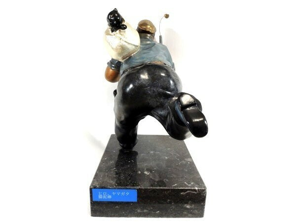 Hiro Yamagata Full Round Bronze Sculpture - Cat Burglar 1989 Signed Limited 375