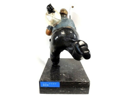 Hiro Yamagata Full Round Bronze Sculpture - Cat Burglar 1989 Signed Limited 375