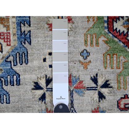 8'9"X11'10" Gray Caucasian Inspired Antiqued Design Wool Hand Knotted Rug