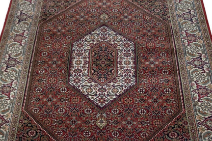4X6 Ft Handmade Wool Indo-Bidjar Rug Floral