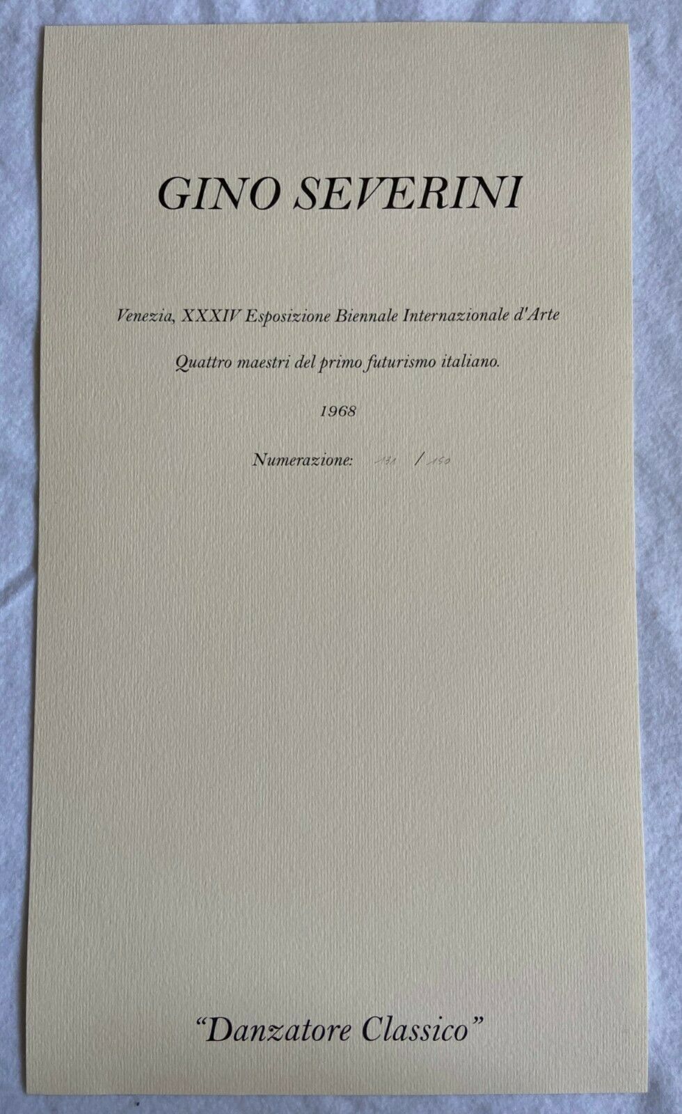 Gino Severini Lithograph 1968 Venice Biennale Coa Numbered In Pencil