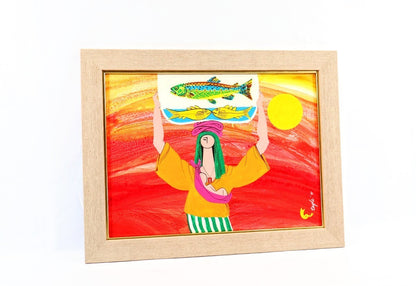 Ernesto R. Tagle 1991 Original Acrylic Painting "Fish Vendor" P12 Filipino Frame