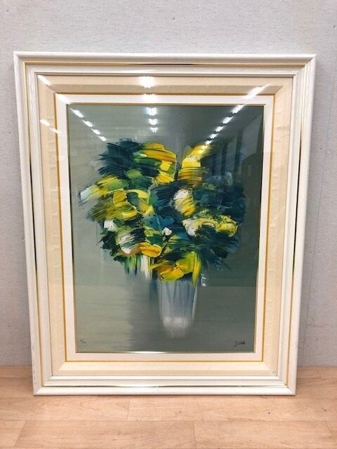 Victor Spahn Original Lithograph Print "Yellow Flower" Paris Signed Coa