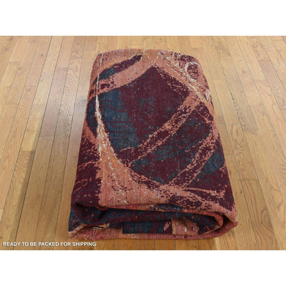 9'2"X12' Red The Flamboyant Galaxy Design Wool And Silk Hand Knotted Rug
