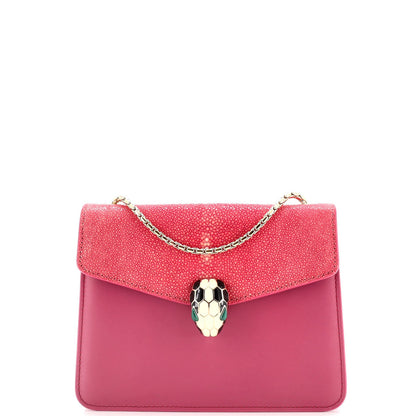 Bvlgari Serpenti Forever Square Shoulder Bag Leather And Stingray Small