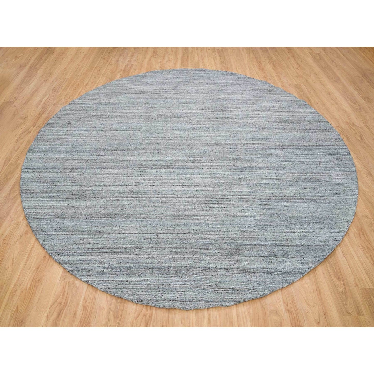 11'10"X11'10" Gray Hand Loomed Modern Design Wool Round Oriental Rug