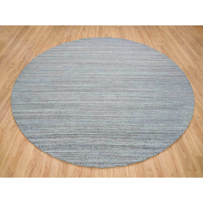 11'10"X11'10" Gray Hand Loomed Modern Design Wool Round Oriental Rug