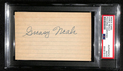 Earle Greasy Neale Hof Signed 3X5 Index Card