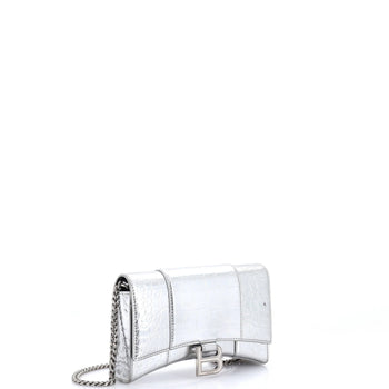 Balenciaga Hourglass Crossbody Bag Crocodile Embossed Leather Xs