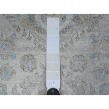 2'8"X19'7" Ivory Hand Knotted White Wash Peshawar All Wool Xl Runner Rug
