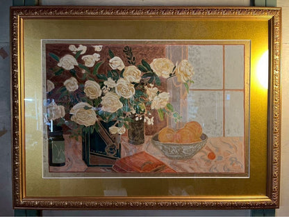 Ellen Gan Season Of Roses Ii Signed Silkscreen 204/325 Large Framed Still Life
