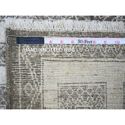 4'X5'8" Taupe Brown Fine Peshawar Wool Hand Knotted Oriental Rug