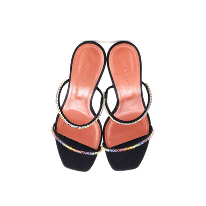 Amina Muaddi Women'S Gilda Heeled Sandals Satin With Crystals 95