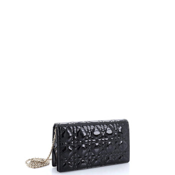 Christian Dior Lady Dior Clutch On Chain Cannage Quilt Patent