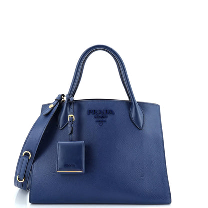 Prada Monochrome Tote Saffiano With City Calf Medium