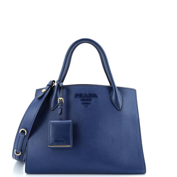 Prada Monochrome Tote Saffiano With City Calf Medium