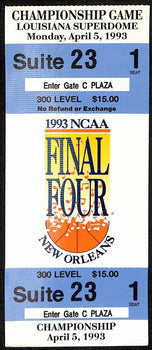 1993 Ncaa Final Four 4 Webber Timeout Unc Michigan Fab 5 Full Ticket Mint 181658
