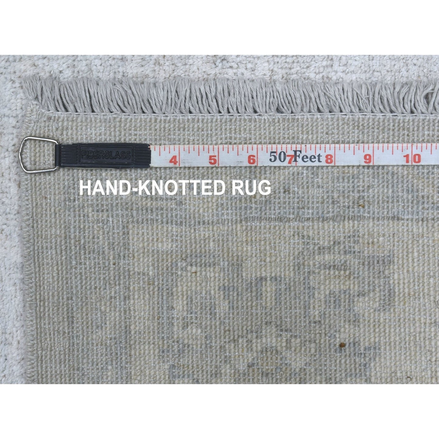 6'1"X9' Hand Knotted With Faded Colors White Wash Peshawar Shiny Wool Rug