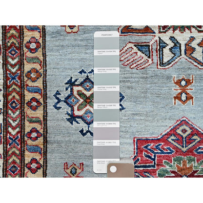 9'X12' Puritan Gray Hand Knotted Soft Wool Super Kazak Oriental Rug