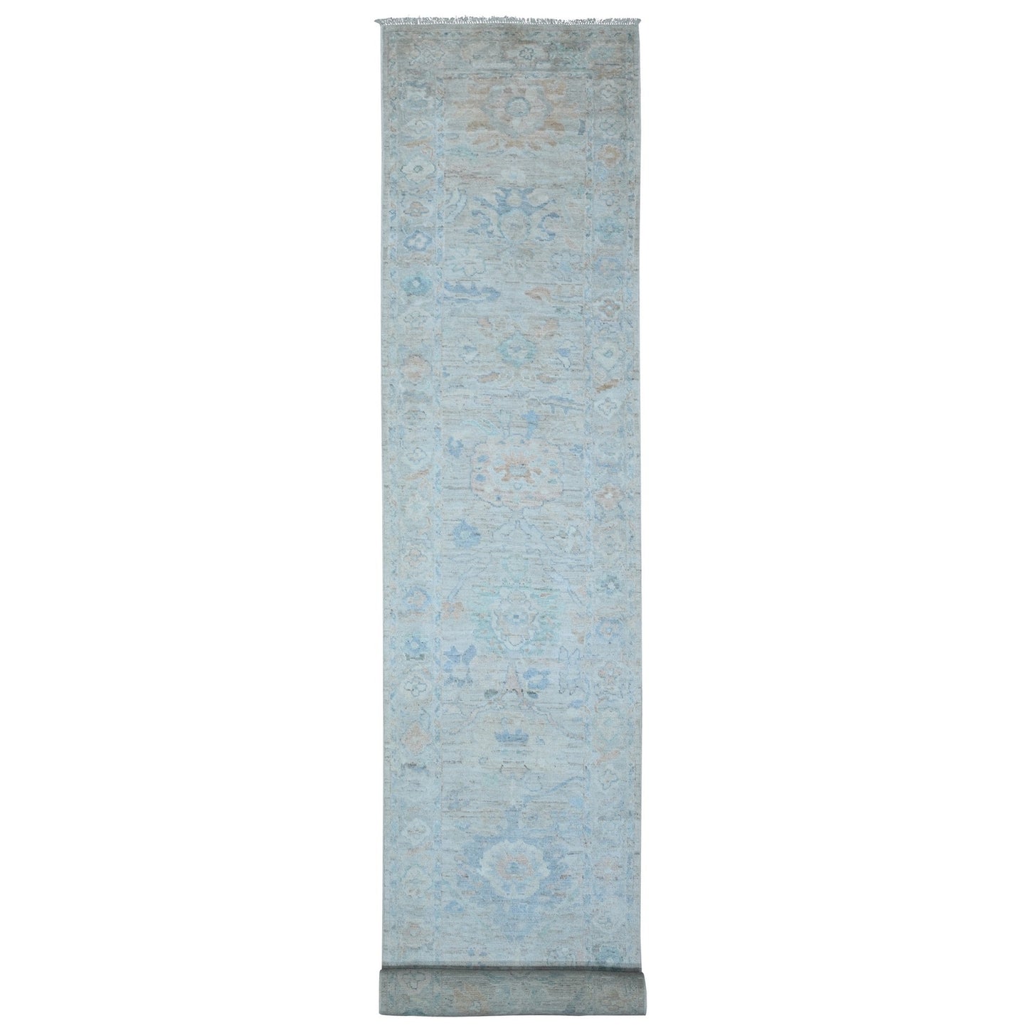3'1"X19'10" Gainsboro Gray Angora Oushak Oversized Oriental Runner Rug