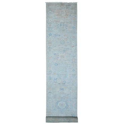 3'1"X19'10" Gainsboro Gray Angora Oushak Oversized Oriental Runner Rug