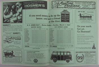 March 5, 1967 K.C. Jones Day Boston Celtics Vs. Los Angeles Lakers Game Program
