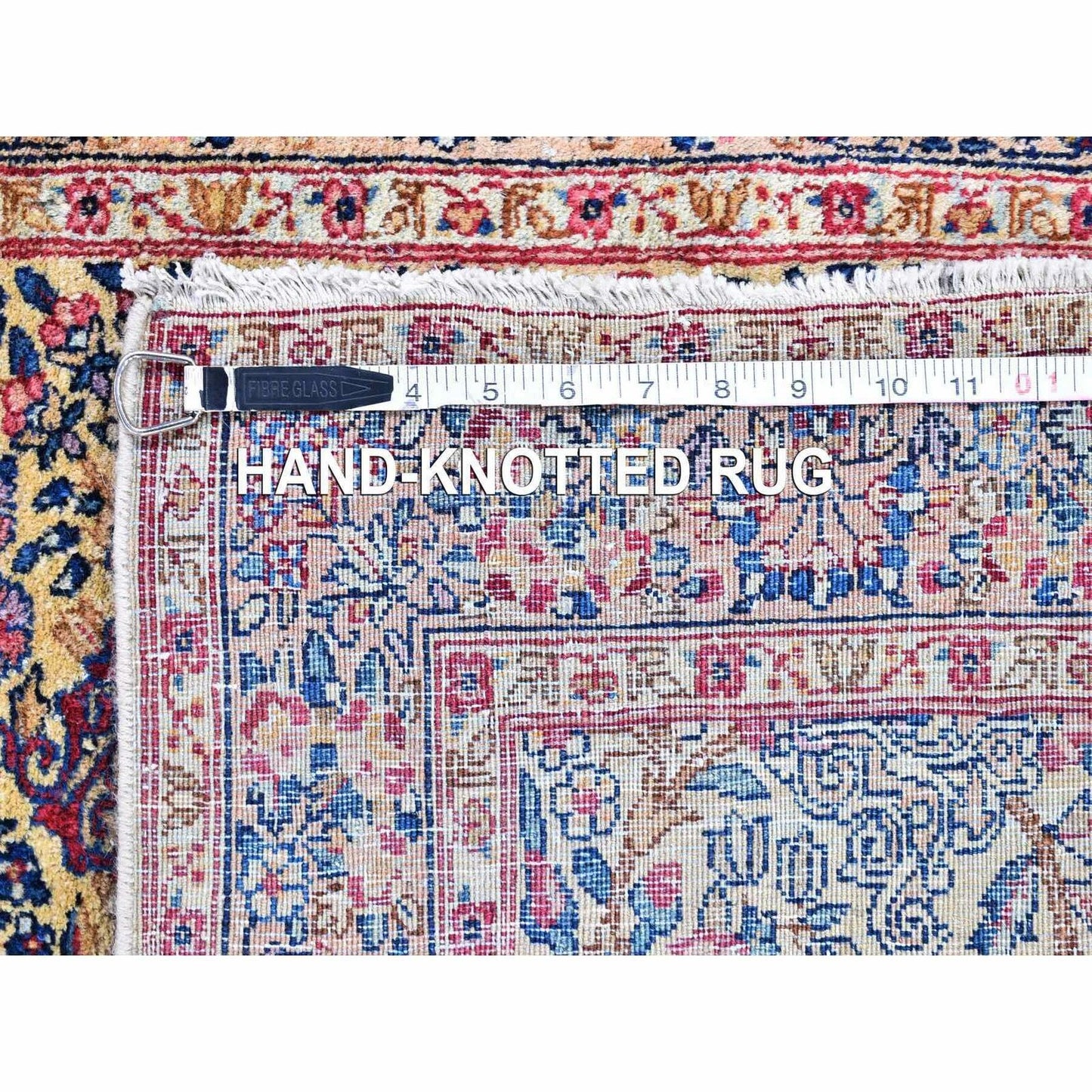2'8"X11'6" Ivory Antique Farsian Karman Flower Design Wool Hand Made Rug