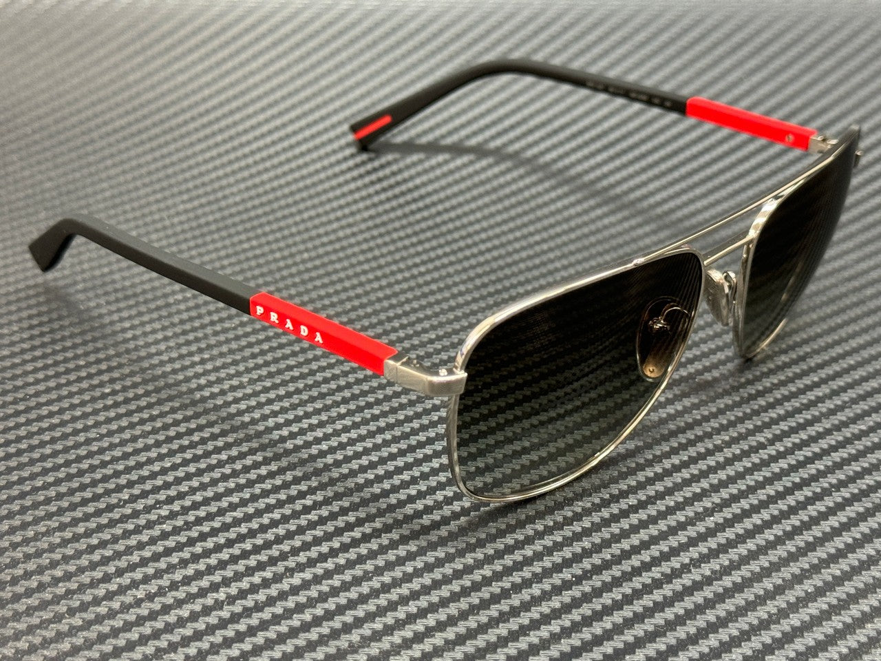 PRADA LINEA ROSSA PS 54ZS 1BC02M Silver Grey Gradient Men's 60 mm Sunglasses