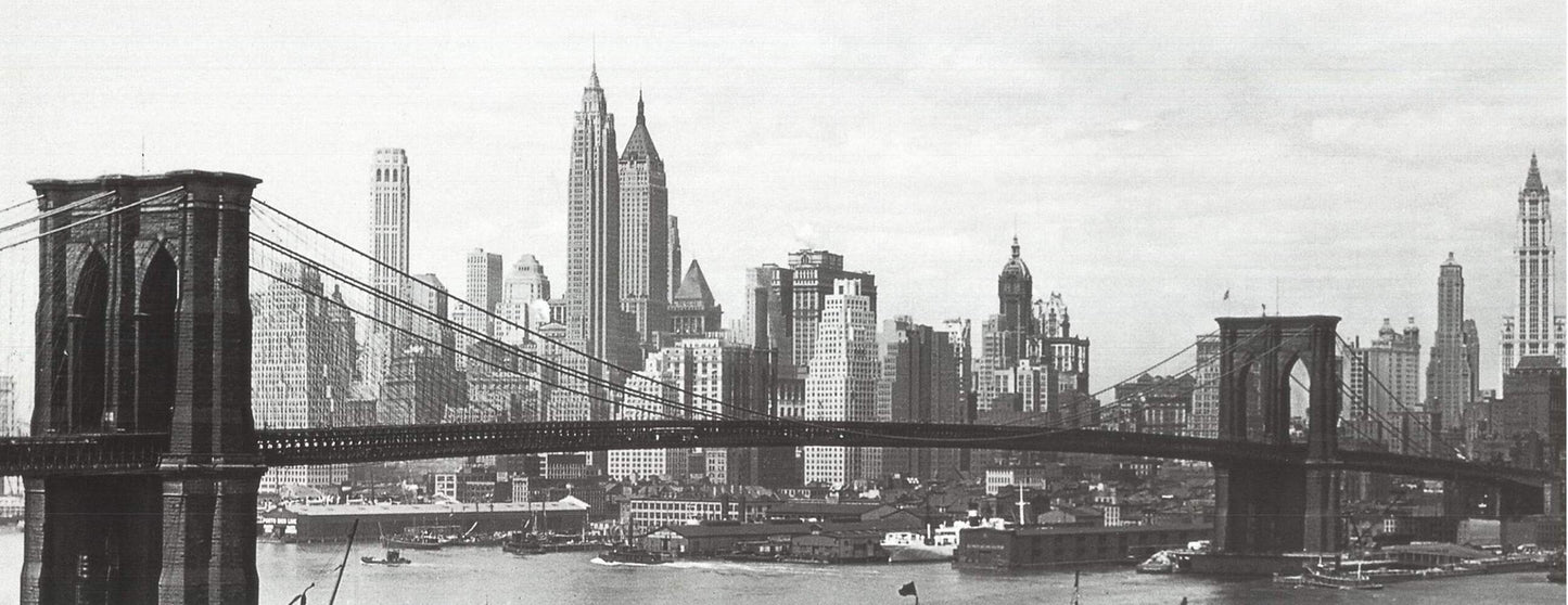 Artist Unknown The Brooklyn Bridge With The New York City Skyline In The Backgro