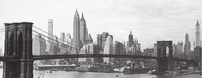 Artist Unknown The Brooklyn Bridge With The New York City Skyline In The Backgro