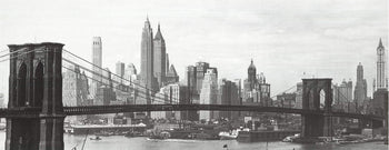 Artist Unknown The Brooklyn Bridge With The New York City Skyline In The Backgro