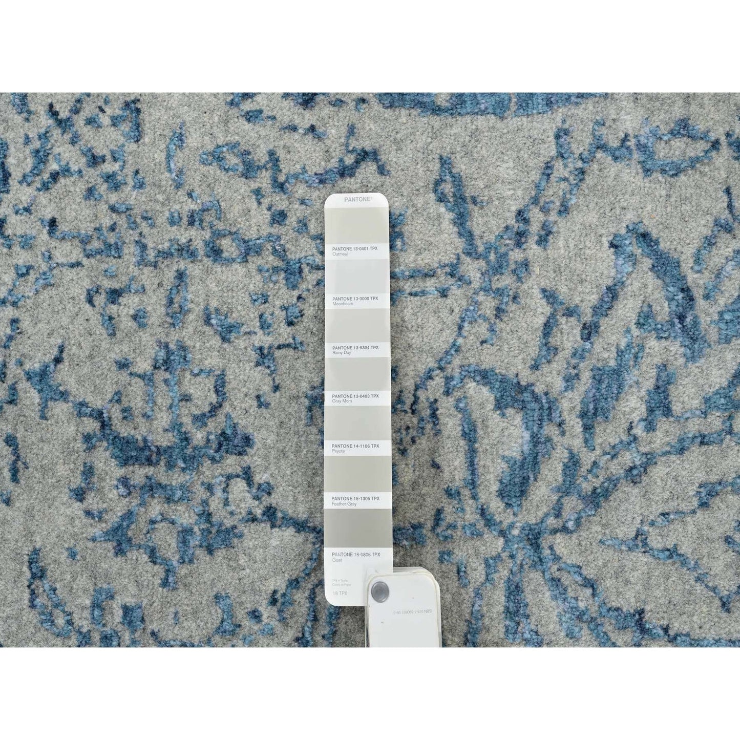 10'X14' Fine Jacquard Wool And Plant Based Silk Hand Loomed Gray Rug