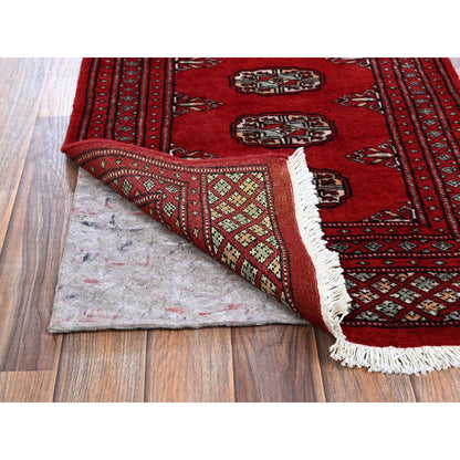 2'2"X5'8" Red Princess Bokara Medallions Hand Knotted Soft Wool Runner Rug