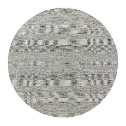 6'X6' Perfect Gray Undyed Wool Grass Design Hand Knotted Round Rug