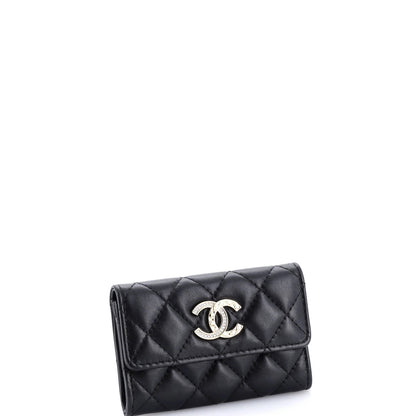 Chanel Crystal Cc Flap Card Case Quilted Lambskin