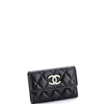 Chanel Crystal Cc Flap Card Case Quilted Lambskin