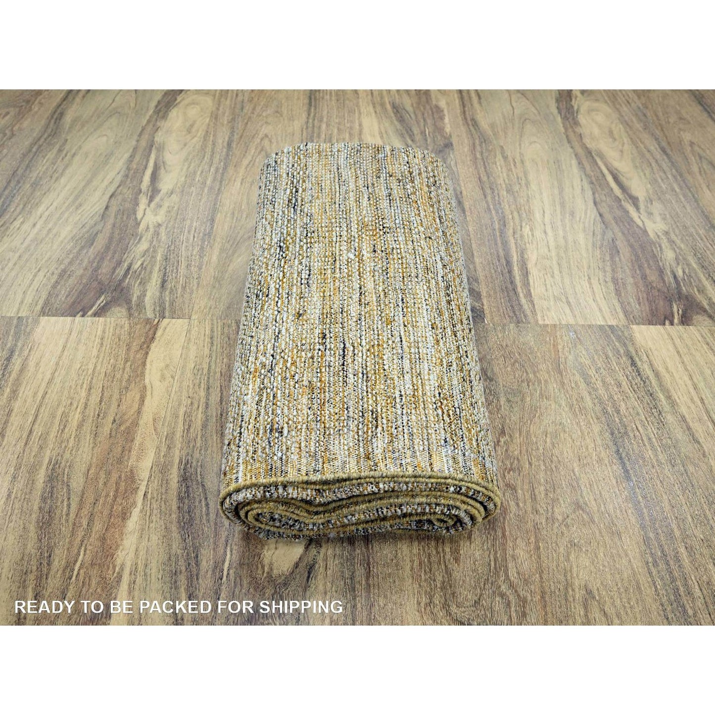 10'X10' Yellow Hand Knotted Rug Oxidized Grass Design Pure Wool Square