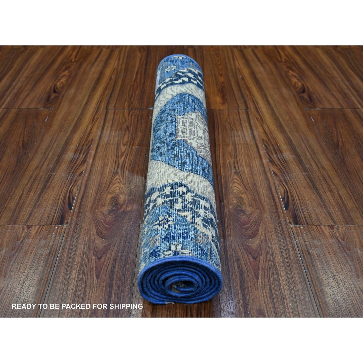 2'4"X6'8" Blue Fine Aryana Soft Wool Hand Knotted Oriental Rug