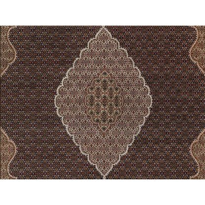11'8"X15'2" Black Hand Knotted Tebraz Mahi Fish Design Wool Oversized Rug