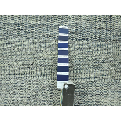 7'10"x10' Yale Blue Wool Rug Distressed Oxidized Grass Design Hand Knotted