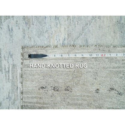 2'7"X22' Gray Modern Design Hand Spun Wool Hand Knotted Xl Runner Rug