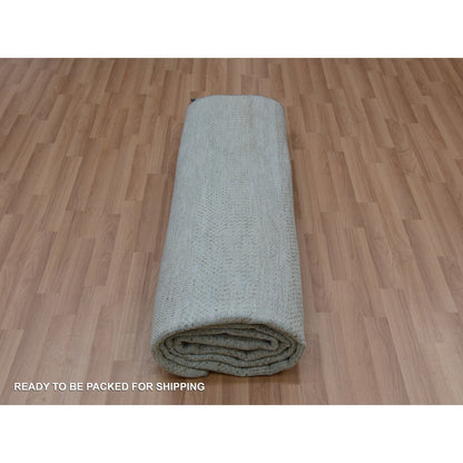 8'X10' Tempered Gray Grass Design Hand Knotted 100% Wool Oriental Rug