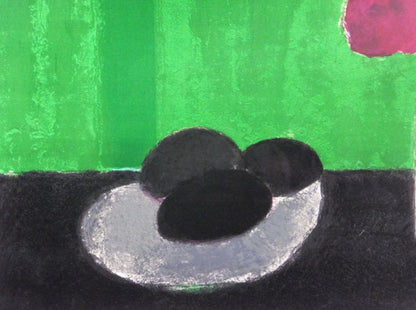 Bernard Cathelin Still Life Signed Original Lithograph Art Print Framed Green