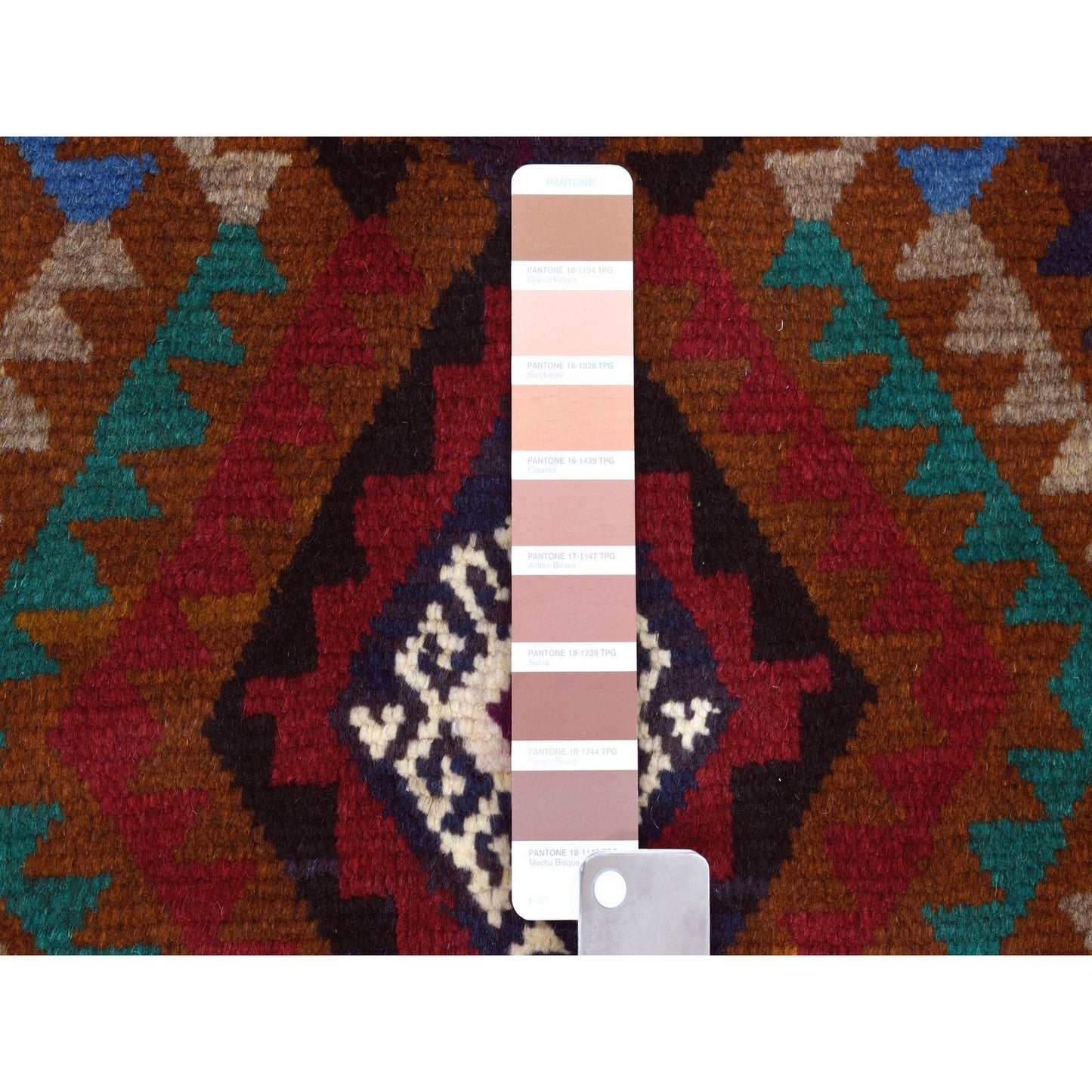 3'7"X6'1" Geometric Design Hand Knotted Wool Colorful Afghan Tribal Rug