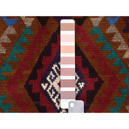 3'7"X6'1" Geometric Design Hand Knotted Wool Colorful Afghan Tribal Rug