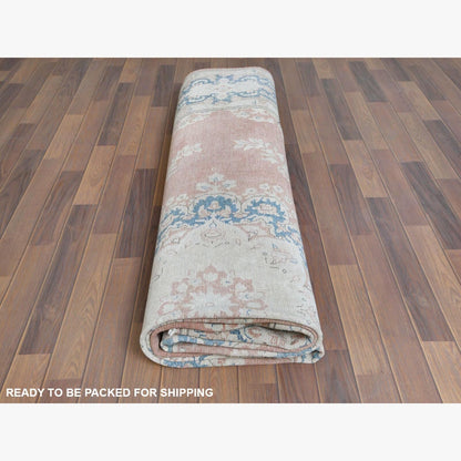 9'8"X12'7" Farsian Karman Clean Sun Faded Pink Wool Hand Knotted Rug