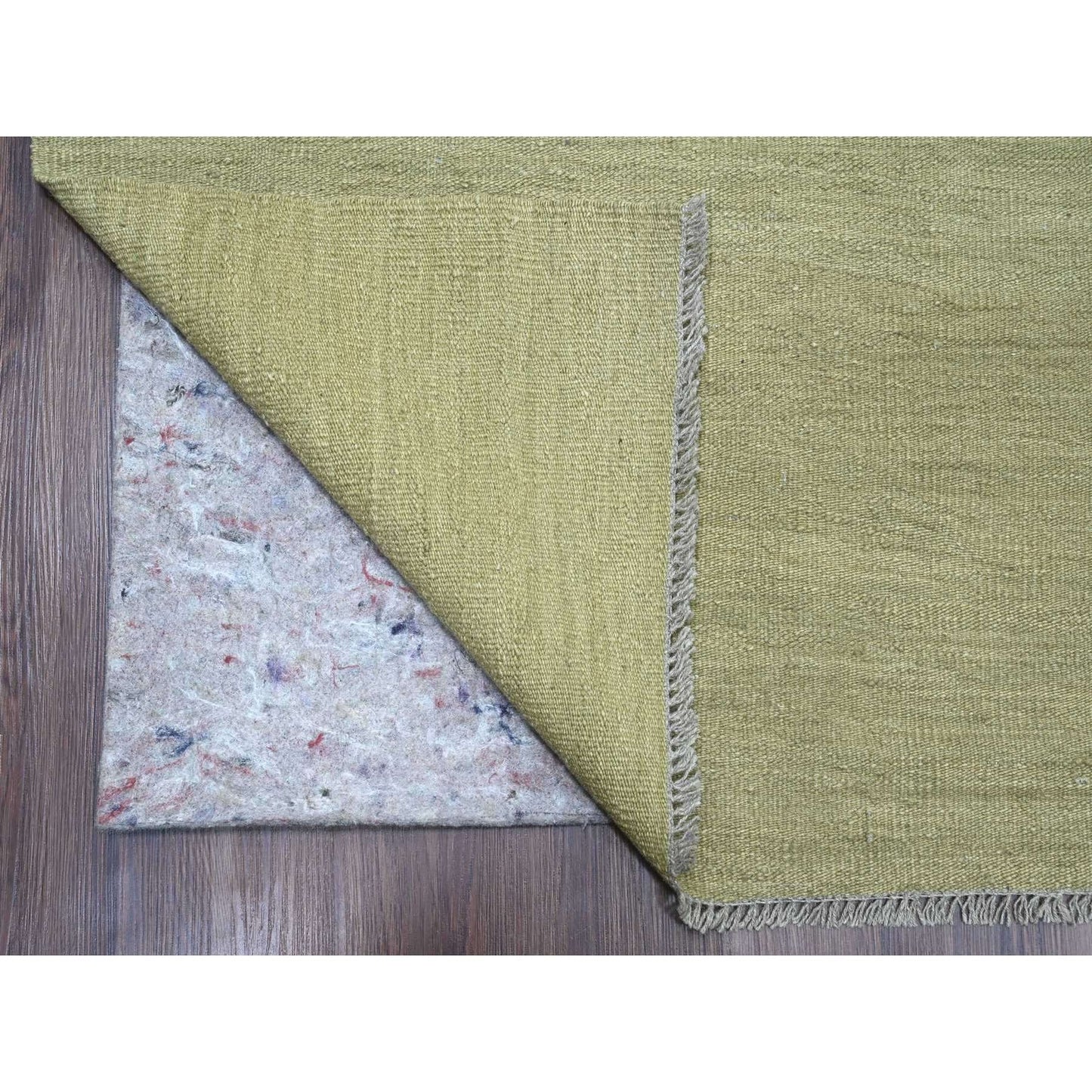 9'1"X12' Swamp Green Solid Design Hand Woven Afghan Hand Spun Wool Rug