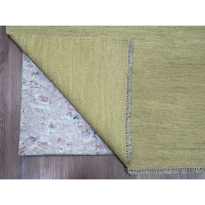 9'1"X12' Swamp Green Solid Design Hand Woven Afghan Hand Spun Wool Rug