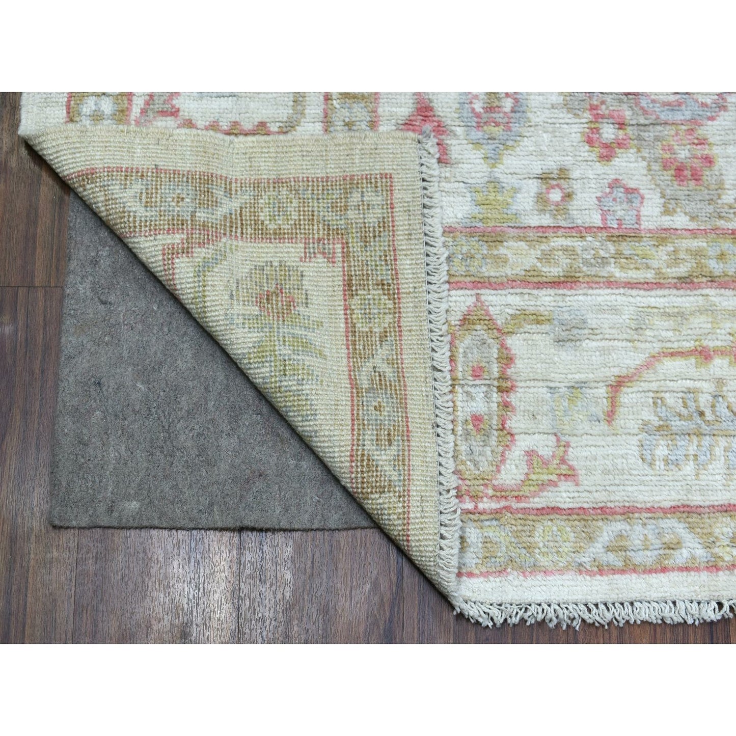 6'4"X9'6" Soft Wool Hand Knotted Ivory Afghan Angora Oushak Rug