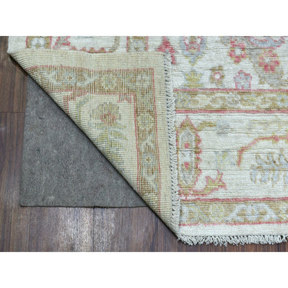6'4"X9'6" Soft Wool Hand Knotted Ivory Afghan Angora Oushak Rug